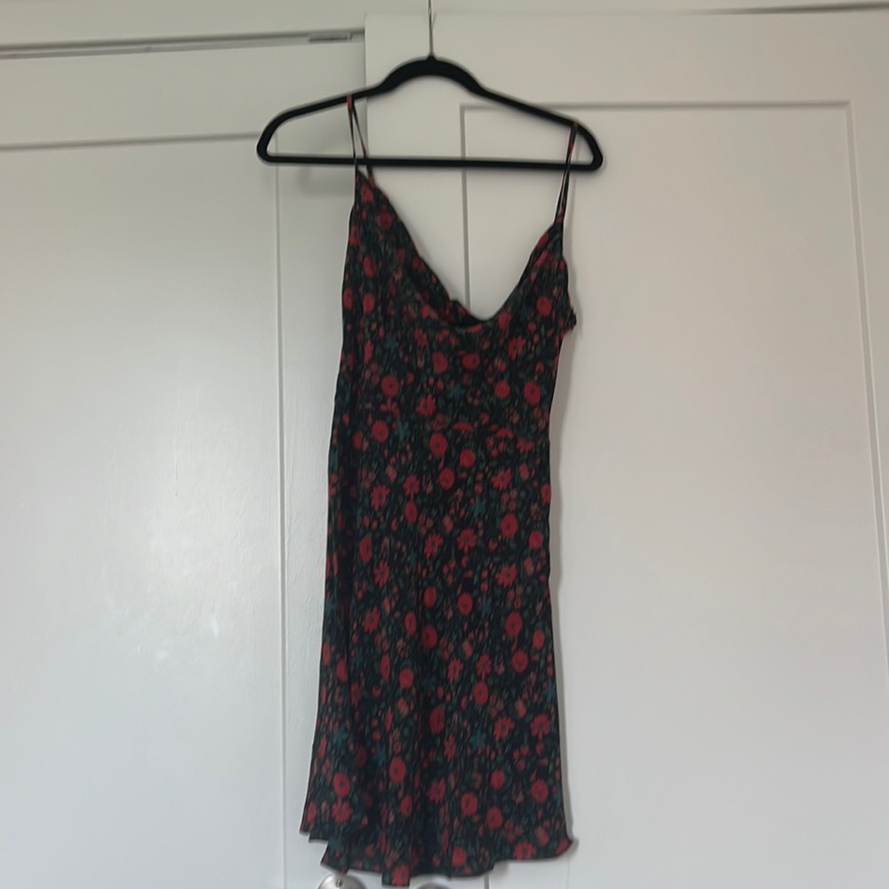 Realization Par - The Montague black batik floral cowl slip mini dress